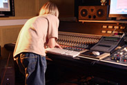 John working at the mixing desk